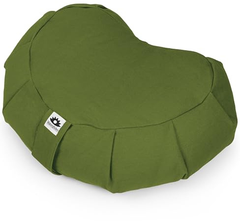Waterglider International Meditation Cushion (Avocado) Crescent, Buckwheat Husk Filled, Floor Pillow or Cushions, Yoga Seat, Zafu, Made in The USA