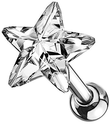 Taffstyle Tragus Knorpel Piercing Kristall Stern Stecker Stud