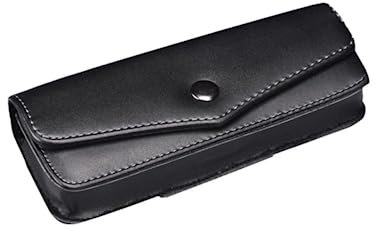 Leadigol Tragbare Lederbrillenbox, einfache Brillenbox, Lesebrillenetui, Geschenk, Brillen-Aufbewahrungsbox, Brillenetui, am Gürtel aufgehängt, Schwarz, Einheitsgröße