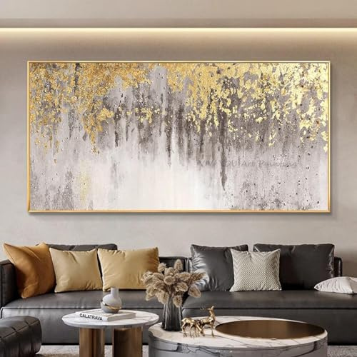 GEMMII Quadri su tela Immagini da parete Decorazione domestica Pittura a olio su tela Astratta Lamina d'oro Immagine per soggiorno Decorazione murale Murale 30x60 cm Senza cornice