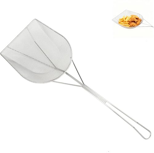 Edelstahl Spinnennetz Schöpflöffel 15cm/17cm Schaumlöffel Skimmer Schöpfkelle mit Haken, Siebkelle Nudelsieb Löffel Küchenkelle für Pommes Frites, Pasta, Fleisch(6.7x19.7in)