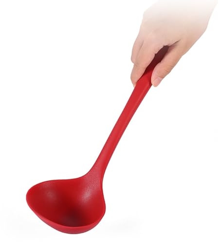 Louche, Design Isolant Contre Les Brûlures, Cuillère De Service, Utilisation Sûre Et Fiable, Louche De Cuisine, Silicone Non Absorbant, Ustensiles De Cuisine Pour Le (Rouge)