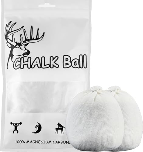 WZCZZHA 2 Bags Chalk Ball for Climbing, Gymnastics Chalk - 170g (2×3oz) in Total (3oz Each) Gym Chalk Used for Lifting, Weightlifting, Workout and Rock Climbing, Weight Powder Hands Chalk