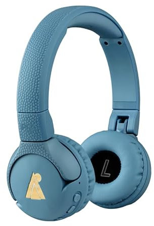 POGS Drahtloser Bluetooth Kinderkopfhörer | The Gecko 2 | Faltbarer robuster Kinderkopfhörer ab 3 Jahren | Lautstärkebegrenzung 70-85 dB | Mikrofon | On-Ear | Drahtlose Musik-Sharing-Funktion (rBlau)