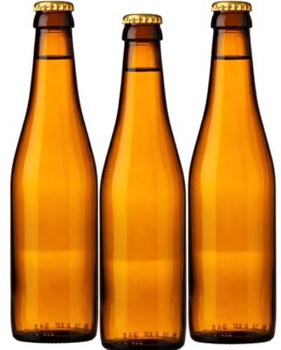Jars and Bottles Glass Beer Bottle 330ml | Amber/Brown | Craft Brewing Bottle | Perfect for Homebrewing | Beers | J&b (36)