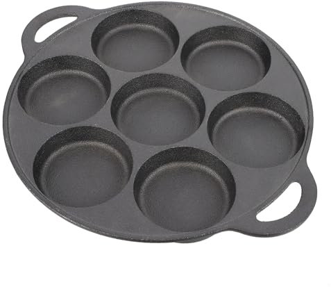 Amosfun Cast Iron Fried Egg Pan Round Holes Thickened Non-Stick Multi-Purpose Snail and Oyster Cooking Tool for Kitchen and Breakfast