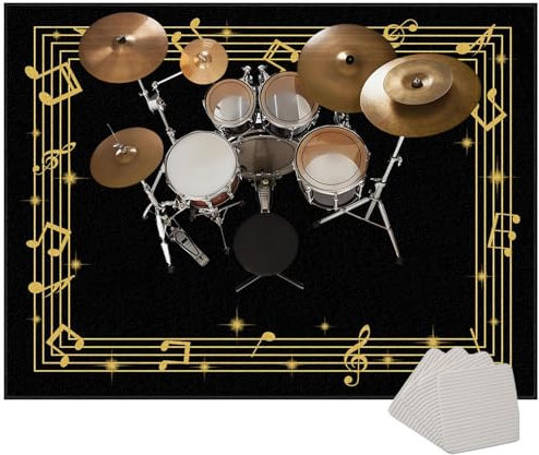 Schlagzeugteppich Drum-Teppich Schallschutz Akustik Teppich Schallschutzmatte rutschfeste Trommelmatte für E Drum Schlagzeug Elektronisch Snare Teppich Snare Drum Rug Schalldicht Teppich 200 x 180 cm