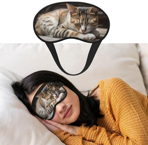 Augenmaske zum Schlafen, atmungsaktiv, lichtblockierend, Schlafmaske, Katze, Schlafmaske, Nacht, Augenbinde, weich, bequem, Nacht-Augenschutz, für Männer und Frauen, Augenabdeckung für Nickerchen zu