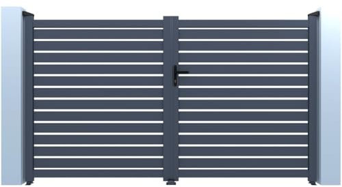 Habitat et Jardin - Portal de aluminio calado Julián, 340 x 180 cm, color gris