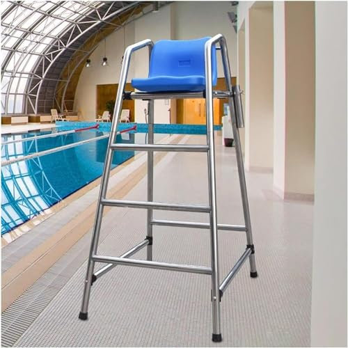 Hohe Poolleitern, 120 cm, 150 cm, 180 cm hoch, bodenstehende Rettungsschwimmerstühle für Außen-/Innenschwimmbäder, Barhocker aus Edelstahl mit Sitzhaken und Sonnenschutzloch, einfach zu montieren (H