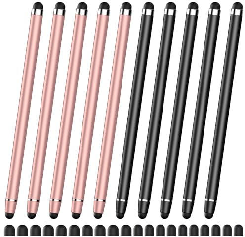 Stylus Pen for Touchscreen,2 in 1 High Precision and Sensitivity Stylus,Stylus Pen for iPad/iPhone/Android/Samsung Smartphone and Tablets,Compatible with Touch Screens(5pcs Black/5pcs Rose Gold)