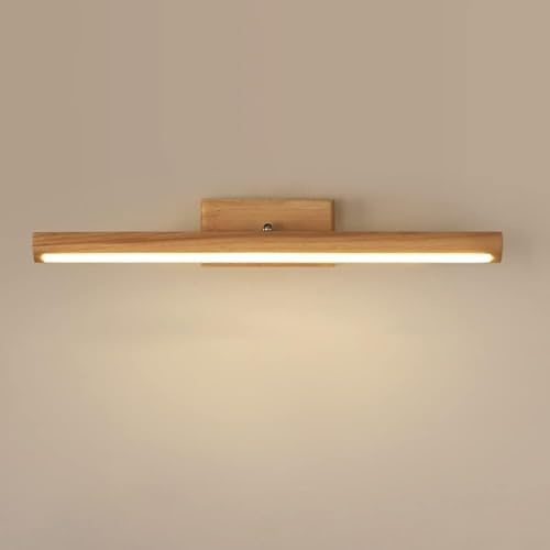 LYOUAE Spiegelleuchte Spiegellampe Holz Lange Streifen Eitelkeit Licht LED 3-Farbe Licht Badezimmer Wand Leuchte Moderne Linear Make-Up Spiegel Front Lampe for Make-Up Licht, Frisiertisch(Wood,40cm)
