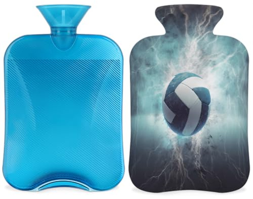 Borsa dell'acqua calda da 2 litri per alleviare il dolore, collo morbido e spalle, mani e piedi, impacco caldo e freddo per adulti e bambini