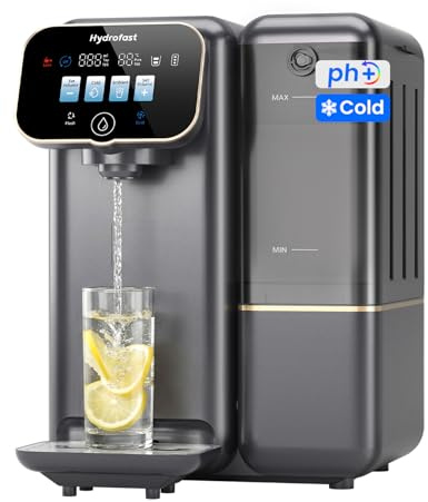 Hydrofast Cold Water Reverse Osmosis Water Filter Countertop, Remineralization & pH Balance UV 6 Stage RO Filtration System, Portable Water Purifier, 3:1 Pure to Drain, No Installation, C100