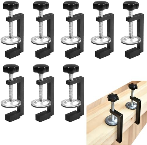 8er G Klemme Kit, Verstellbare Tischklemme aus Kohlenstoffstahl mit rutschfestem Gummi Pad (10-57 mm) - Tischklammern Kleine Universale Schraubzwingen für Schweißen, Tischlerei, Küche, Bad & Regal