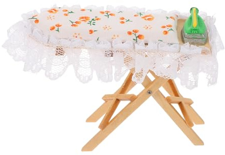 Toyvian Accesorio de Mesa de Planchar Miniatura para Casa de Muñecas Adecuado para Ambientes de Bricolaje Decoración de Habitación Escritorio de Planchado Adorno para Mini Casas