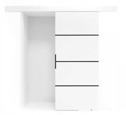 VIKK - Schiebetür Komplettset mit Tür - Schiebetüren - H 205cm, B 96cm - für Nischen, Flur, Abstellraum, Garderobe - Einseitig Bedienbar, Robustes Rollensystem - Modell: BUND - Schwarz