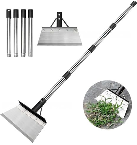 Sxhlseller Pala da Giardino Multifunzione, Raschietto per Ghiaccio da 63 Pollici, Raschietto per Bordi per Prato con Manico Lungo in Acciaio Inossidabile, Raschietto per Pavimenti Esterni