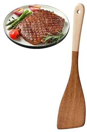 Bambu spatlar – platt träspatel för matlagning, non-stick köksredskap för blandning och omrörning, robust lövträspatel för stekning och resis matlagningsverktyg