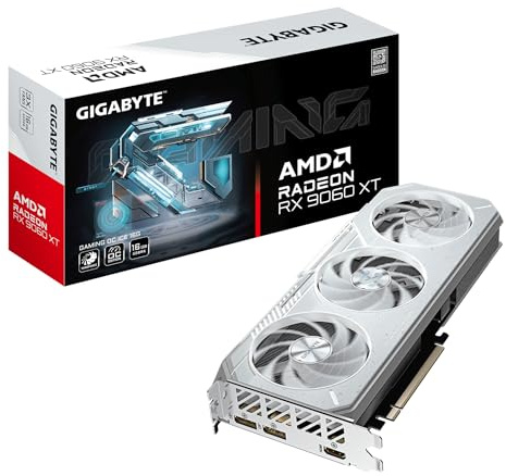 GIGABYTE Gaming Carte Graphique Radeon RX 9060 XT OC Ice 16G - 16GB GDDR6, 256bit, PCI-E 5.0, 3320 MHz Core Clock, 2 x DisplayPort, 1 x HDMI, GV-R906XGAMINGOCICE-16GD
