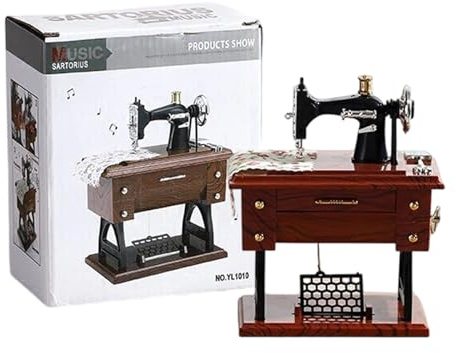 Mini Nähmaschine Spieluhr Dekoration Handkurbel Zubehör Retro Nähmaschine Zubehör für Hochzeit Party Meeting Haus Büro Schlafzimmer Büro Werkstatt Wohnzimmer