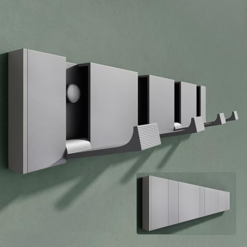 Mai & Mai Coat Hooks Wall Mounted, Foldable Coat Rack with 4 Hooks Grey | Heavy Duty Build | Aluminium Alloy | Easy Installation | Folding Wall Hooks for Jackets, Bags and Hats, Wandgarderobe01
