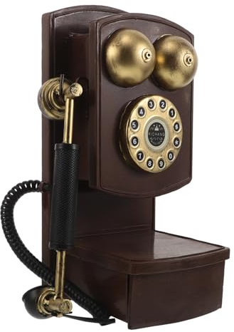 FUTUREORYY Teléfono de Pared Vintage de 32x14x14 Cm, Modelo Decorativo Retro de Teléfono Fijo Disco Giratorio, Adorno Antiguo para Decoración de Cafeterías, Bares y Oficinas en Casa