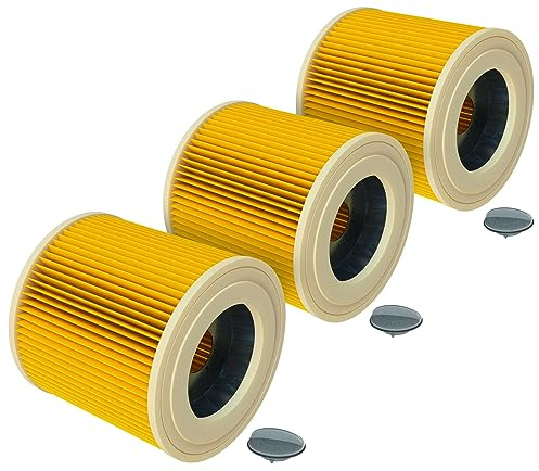 vhbw 3x Faltenfilter kompatibel mit Kärcher A 2014 CarVac | A 2054 ME, A 2064 PT, A 2074 PT, A 2105, A 2120 ME, A 2224, A 2231 PT, A 2254 ME A 2500 Staubsauger - Patronenfilter