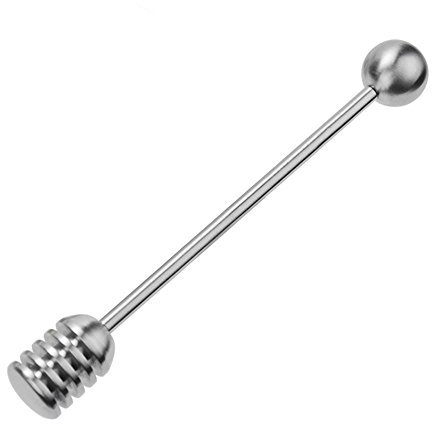 Shuxy Honey Dipper Acier inoxydable 304 Miel et Sirop Dipper serveur bâton Agitateur à cuillère Baguette à manche droit pour les pots de pot - 6,3 pouces