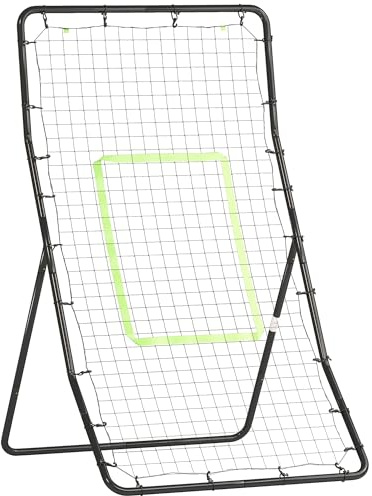 HOMCOM Rete Elastica Rimbalzo da Baseball, Rete per Lanci Battute di Baseball Rimbalzatore Portatile, Rete da Calcio, per Softball, 90x80x140cm, Nero