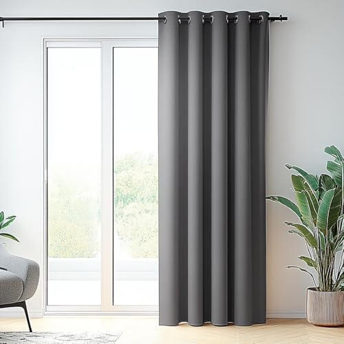 PANOVOUS Wide Blackout Curtains for Sliding Glass Door, Patio Door Curtain Panel, Room Divider Curtains for Privacy 100W x 84L Inch 1 Panel GREY