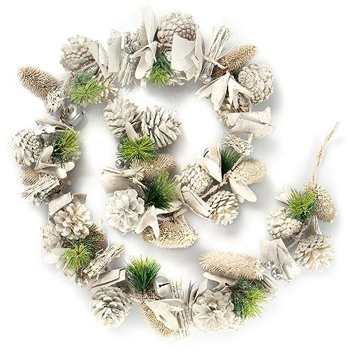 COM-FOUR® Weihnachtsgirlande, 160 cm Lange weiße Adventsgirlande | wiederverwendbare Girlande zur weihnachtlichen Dekoration