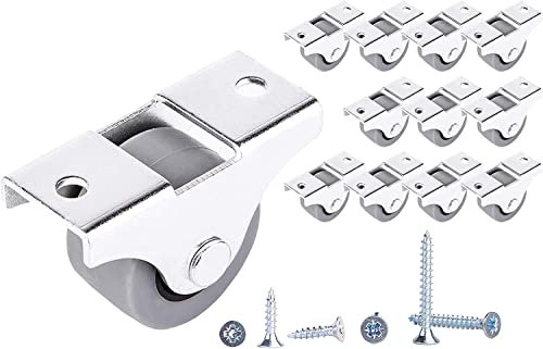 Lot de 12 petites roues de 25 mm pour meubles - non rotatifs, en caoutchouc, non en plastique, vis incluses (Ø 25 mm/25 kg)