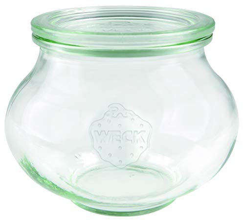 Weck Juego de 6 tarros de cristal #901, 500 ml, incluye pinzas y gomas, tapa Ø 80 mm, tarros de conservas, postres, mermelada, 58311
