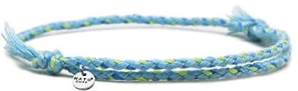 Nato Cuff - Bracelet Coton tressé - Fait Main en France- Médaille Acier Inox 316L- Bijou Homme ou Femme Ajustable (Turquoise)