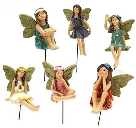 Whcctl Figuras de Hadas en Miniatura, 6 Piezas Accesorios Jardín Hadas, Estatua Hada Resina en Miniatura, Exterior Mini Hadas Jardín Adornos, para Decoración Pasteles Cumpleaños y Decoración Jardín