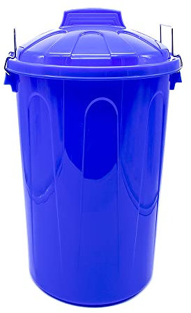 CABLEPELADO Cubo de Basura con tapa, Cubo basura Industrial, Cubo basura Plástico con asas metálicas, Contenedor residuos, 55 cm alto x 44 cm Diámetro superior, Capacidad 51 Litros, Azul