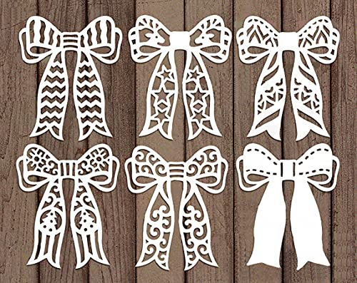 6 Stück Weihnachtsschleifen aus Metall, Frohe Weihnachten, Spitze, Schleife, Stanzschablonen, DIY, Scrapbooking, Fotoalbum, dekorative Prägung, Papierkarten