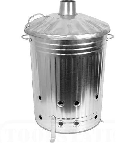 VTL® 90 Litre Garden Incinerator Bin Burner Leaves Wood Rubbish Fire Pit - 3 Colours (GALVINISED)
