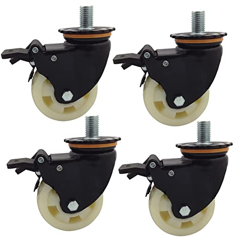 M20-Gewinde-Rollen schwerlastrollen 1000kg Industrie-Rollen 4Zoll (100mm) Nylon Leise Schwenkbare Rollen für Möbel Gerüst Werkbank Schwere Ausrüstung 4 Stück
