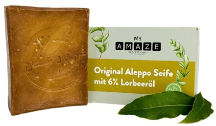myAMAZE ORIGINAL Aleppo Seife 6% Lorbeeröl 94% Olivenöl 200g | Naturseife, Handseife, Duschseife, Haarseife, Vegan