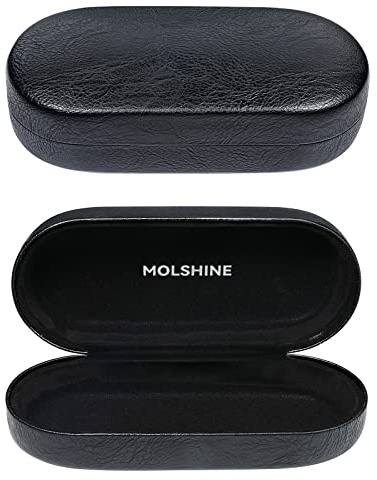Molshine Custodia per occhiali da sole con guscio rigido, custodia classica grande per donne e uomini, per occhiali da sole e da vista, nero, Large
