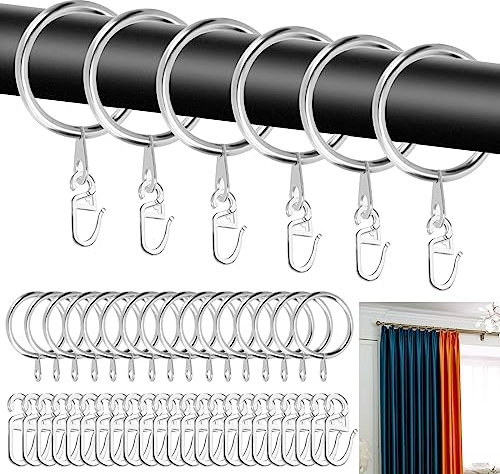 50 Pezzi Anelli per Tende Metallo, Anelli per Appendere e Ganci per Tende, Anello Metallico per Tende Adatto per Tenda da Letto, Tenda da Doccia (Argento, Diametro Interno 30 mm)