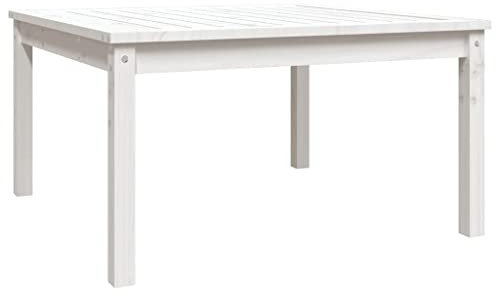 vidaXL Gartentisch, Esstisch, Couchtisch, Gartenmöbel, Terrasse, Terrasse, Abendessen, Picknick, Holztisch, moderner Stil, weißes Massivholz Kiefer