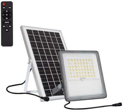 LEDKIA LIGHTING Foco Proyector LED Exterior para Jardín, Terraza, Patio, Garaje Solar 10W 100lm/W IP65 con Control Remoto 4000K Blanco Neutro