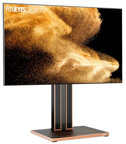 FITUEYES TV Ständer für 43 55 60 65 70 78 Zoll Fernseher bis 45kg TV Stand aus Buchenholz Luxus modern TV Standfuss höhenverstellbar
