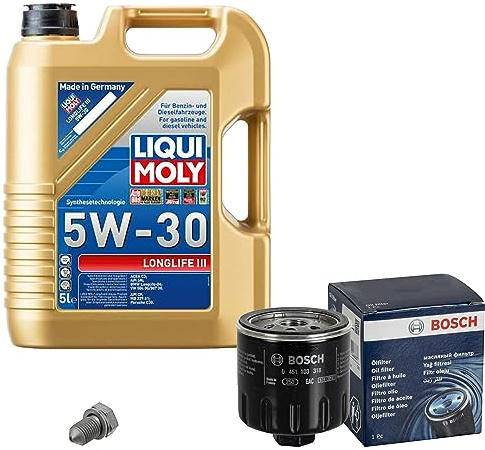 Inspektionspaket Wartungspaket Filterset mit 5 L Motoröl Longlife 3 5W-30, Ölfilter, Verschlussschraube