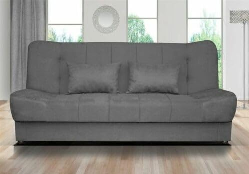 CosyCraft Sofa Bed - click clack sofa bed with large storage - double bed / 3 seater sofa, in grey, beige, blue, yellow, brown, jumbo cord, black (DARK GREY)