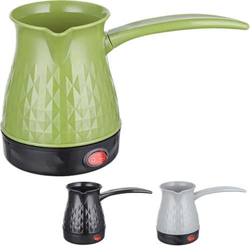 Cafetera Eléctrica De Calentamiento Rápido 500 Ml, Cafetera Turca Eléctrica De Acero Inoxidable, Cafetera Portátil Con Protección De Apagado Automático Y Mango Extraíble,Green