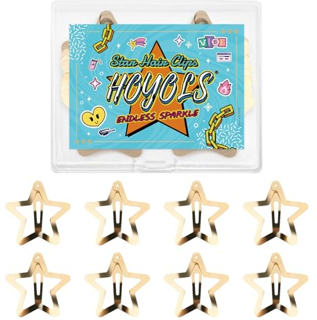 Hoyols Fermagli per capelli a forma di stella dorata da 4,1 cm, per donne e ragazze, fermagli per capelli a forma di stella, per frangia e trecce, accessori in metallo Y2K, accessori antiscivolo per
